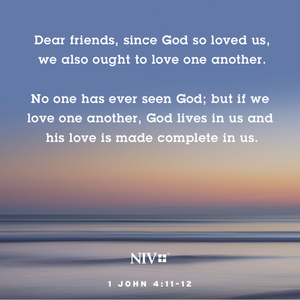 NIV Bible Verse of the Day graphic of 1 John 4:11-12